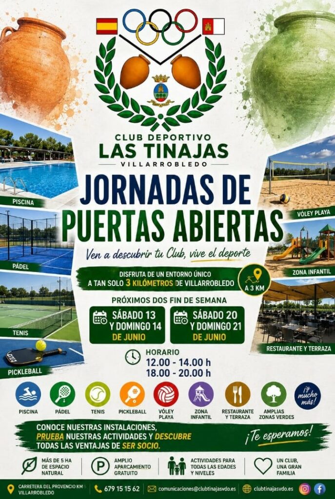 Jornadas de Puertas Abiertas en el Club Las Tinajas: 13, 14, 20 y 21 de junio, de 12:00 a 14:00 h y de 18:00 a 20:00 h.